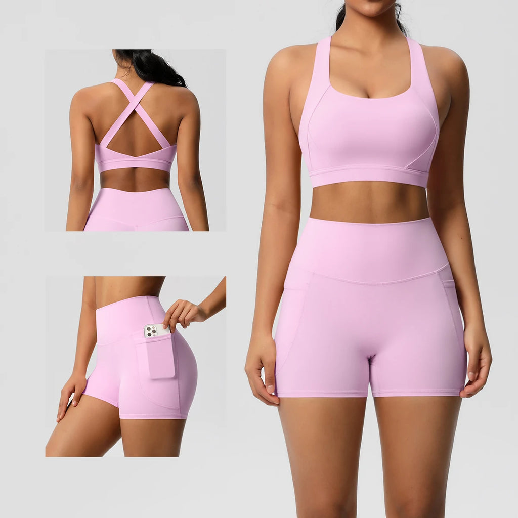 conjunto deportivo con bolsillo para mujer