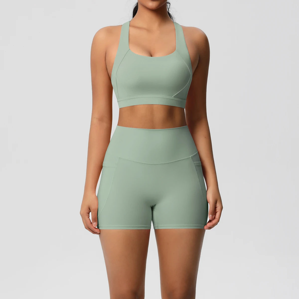 conjunto deportivo con bolsillo para mujer